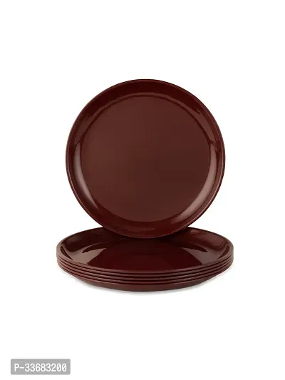 GULAAB Plastic Round Full Plate Pack of 06 pieces -Brown-thumb2