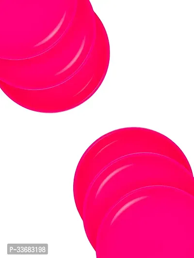 GULAAB Plastic Round Full Plate Pack of 06 pieces -Pink-thumb5