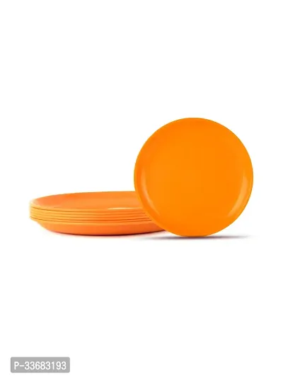 GULAAB Plastic Round Full Plate Pack of 06 pieces -Orange