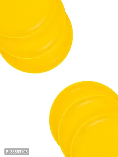 GULAAB Plastic Round Full Plate Pack of 06 pieces -Yellow-thumb3