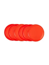 GULAAB Plastic Round Full Plate Pack of 06 pieces -Red-thumb2