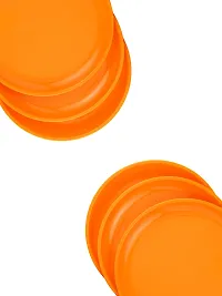 GULAAB Plastic Round Full Plate Pack of 06 pieces -Orange-thumb1