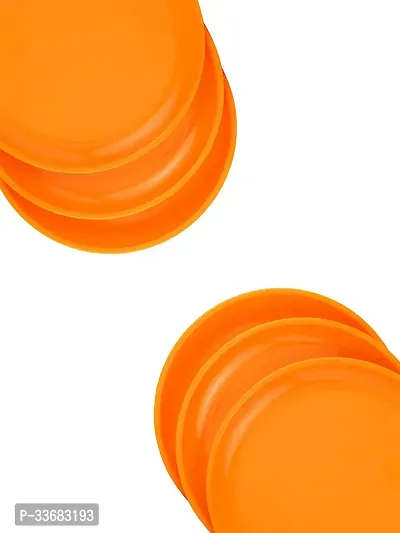 GULAAB Plastic Round Full Plate Pack of 06 pieces -Orange-thumb2