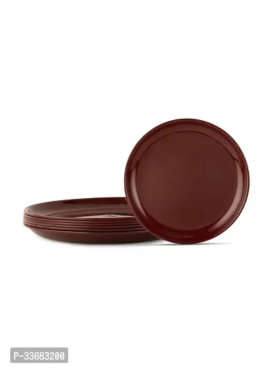 GULAAB Plastic Round Full Plate Pack of 06 pieces -Brown-thumb0