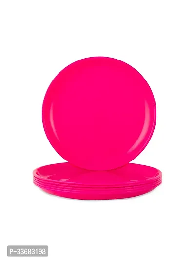 GULAAB Plastic Round Full Plate Pack of 06 pieces -Pink-thumb4