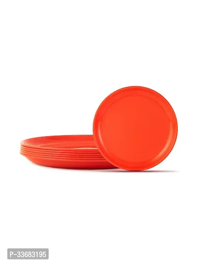 GULAAB Plastic Round Full Plate Pack of 06 pieces -Red