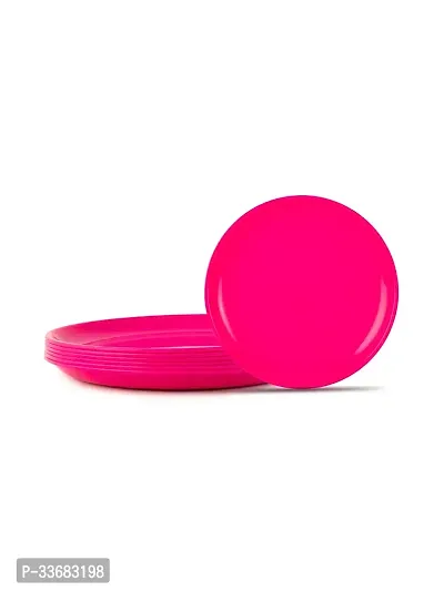 GULAAB Plastic Round Full Plate Pack of 06 pieces -Pink