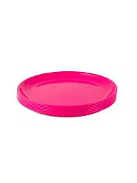 GULAAB Plastic Round Full Plate Pack of 06 pieces -Pink-thumb2