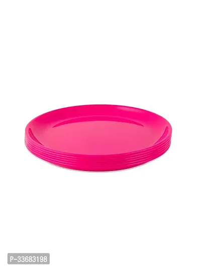 GULAAB Plastic Round Full Plate Pack of 06 pieces -Pink-thumb3