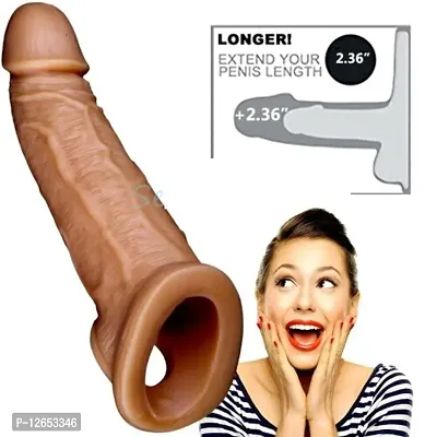 Premium 8 Inch - Hammer Reusable Silicone Cock Enlargement Extender Condoms for Men Penis Sleeve Dragon JCB Condom-thumb0