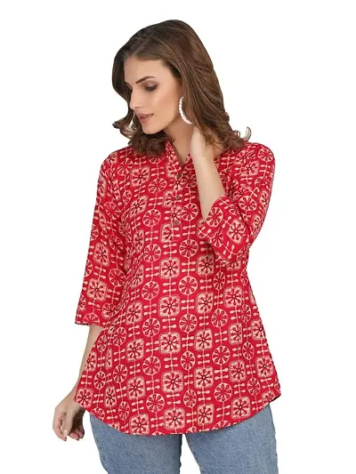 SHUKRANA Women's Mandarin Collar Tunic Top