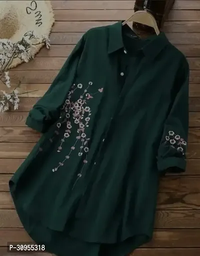 Elegant Green Rayon Printed Shirt For Women-thumb0