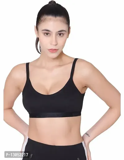 Stylish Cotton Solid Sports Bra For Women-thumb0