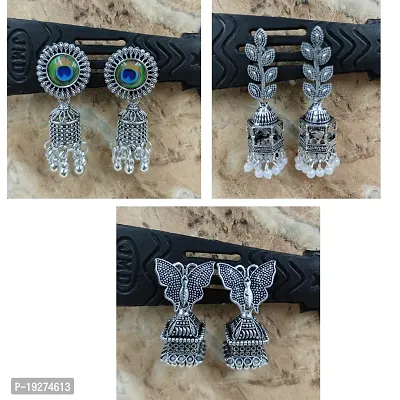 Pack of 3 Pair Traditional Combo Jhumki Earrings For Women  Girls-thumb0