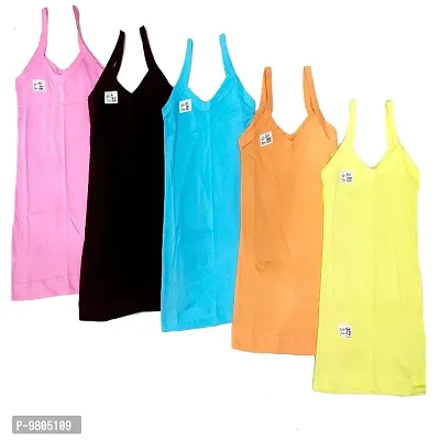 Girls Multicolour Camisole / Slip (Pack of 5)-thumb0
