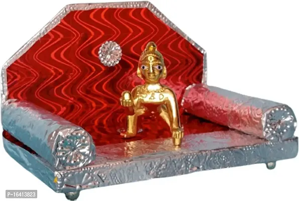 Singhasan For Laddu Gopal, Thakur Ji, Kanha Ji Suitable For 0 To 2 No Wooden Pooja Chowki-thumb2