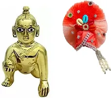 Mukut, Pagadi, Crown Deity Ornament Lord Krishna, Ladu Gopal, Kanha Ji Mukut Size No 3-thumb1