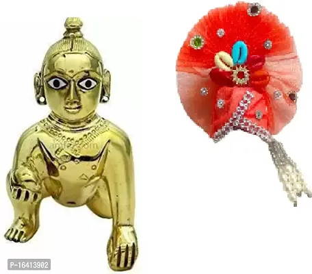 Mukut, Pagadi, Crown Deity Ornament Lord Krishna, Ladu Gopal, Kanha Ji Mukut Size No 3-thumb2