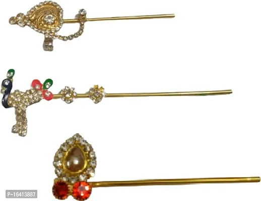 Laddu Gopal Bansuri Pack Of 3 Diffrent Bansuri For Thakur Ji Not For Kids Deity Ornament Laddu Gopal Color And Design May Vary