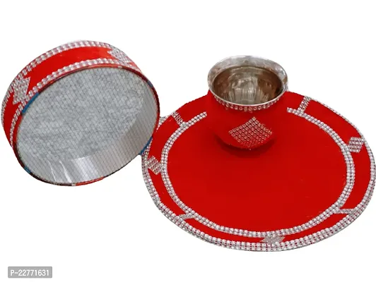 Hemrishi Enterprises Karwa Chauth Puja Thali, Puja Kalash,  Channi for Chand Set Steel Steel  (1 Pieces, Red)