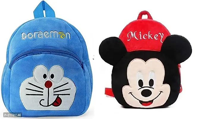 TABAAHI Doremon  Mickey Down Red Combo Kids School Bag Cute Backpacks for Girls/Boys/Animal Cartoon Mini Travel Bag Backpack for Kids Girl Boy 2-6 Years