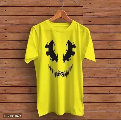Reliable Yellow Polyester Printed Tshirt For Men
