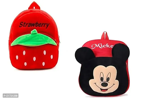 TABAAHI Stawarry  Mickey rEd Down Combo Kids School Bag Cute Backpacks for Girls/Boys/Animal Cartoon Mini Travel Bag Backpack for Kids Girl Boy 2-6 Years-thumb0