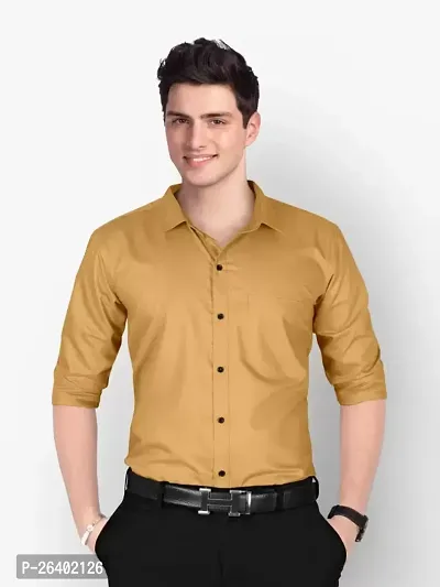 Reliable Cotton Blend Solid Long Sleeves Formal Shirts For Men-thumb0