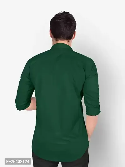 Reliable Green Cotton Blend Solid Long Sleeves Formal Shirts For Men-thumb2