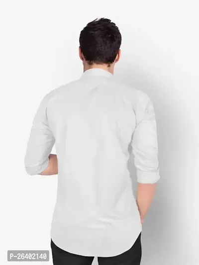 Reliable White Cotton Blend Solid Long Sleeves Formal Shirts For Men-thumb2