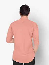 Reliable Peach Cotton Blend Solid Long Sleeves Formal Shirts For Men-thumb1