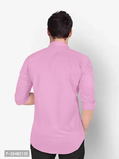 Reliable Pink Cotton Blend Solid Long Sleeves Formal Shirts For Men-thumb2