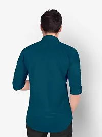 Reliable Blue Cotton Blend Solid Long Sleeves Formal Shirts For Men-thumb1