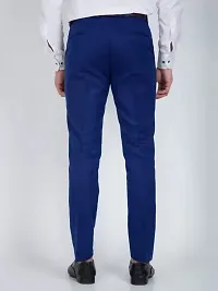 Stylish Blue Cotton Blend Solid Regular Trousers For Men-thumb1