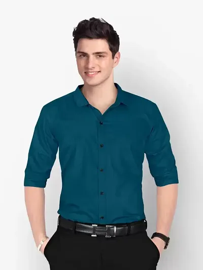 Reliable Blend Solid Long Sleeves Formal Shirts For Men