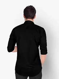 Reliable Black Cotton Blend Solid Long Sleeves Formal Shirts For Men-thumb1