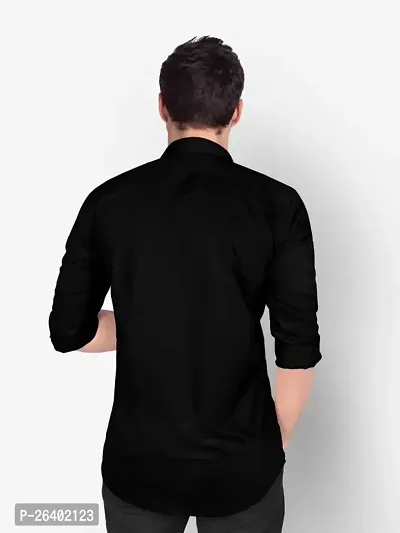 Reliable Black Cotton Blend Solid Long Sleeves Formal Shirts For Men-thumb2