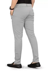 Stylish Grey Lyocell Solid Regular Trousers For Men-thumb1