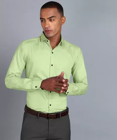 Reliable Blend Solid Long Sleeves Formal Shirts For Men