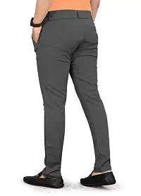 Stylish Grey Lyocell Solid Regular Trousers For Men-thumb1