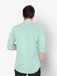 Reliable Turquoise Cotton Blend Solid Long Sleeves Formal Shirts For Men-thumb1