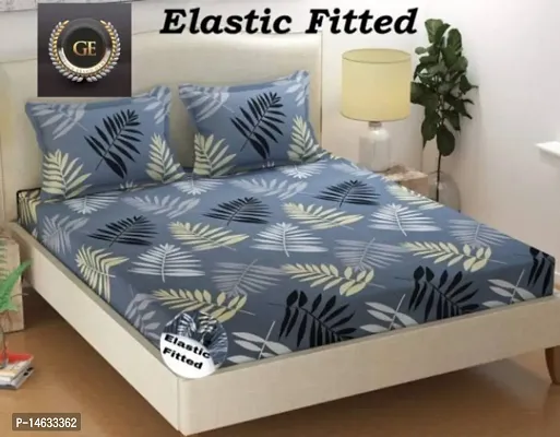 Newtown Attractive Elastic Fitted Bedsheet With 2 Pillow Cover-thumb0