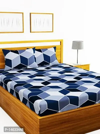 NEWTOWN Attractive 1 GoldFitted Bedsheet With 2 Pillow Covers