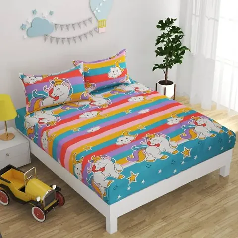 Glace Cotton Printed Double Bedsheet with 2 Pillow Covers