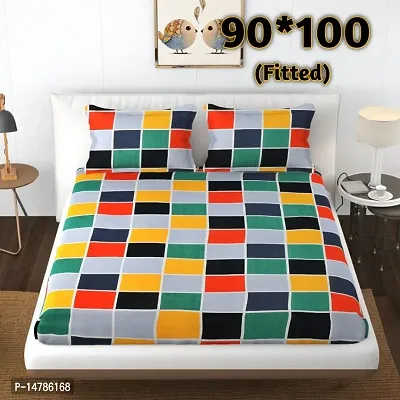 New Town Attractive Fitted 1 Bedsheet 2 Pillow Covers-thumb0