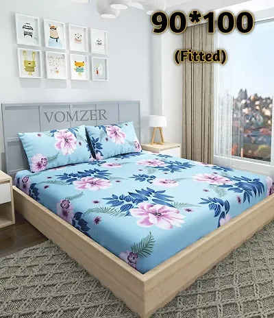 Printed Glace Cotton Double Bedsheet with Pillow Cover