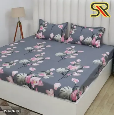 Comfy all corner fully Elastic 1 Double bedsheet with 2 pillow covers fit for 6 inches mattress