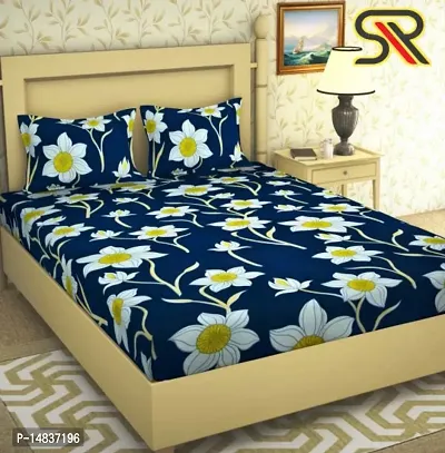 Comfy all corner fully Elastic 1 Double bedsheet with 2 pillow covers fit for 6 inches mattress