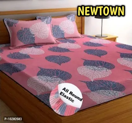 New Town Attractive Fitted 1 Bedsheet 2 Pillow Covers-thumb0