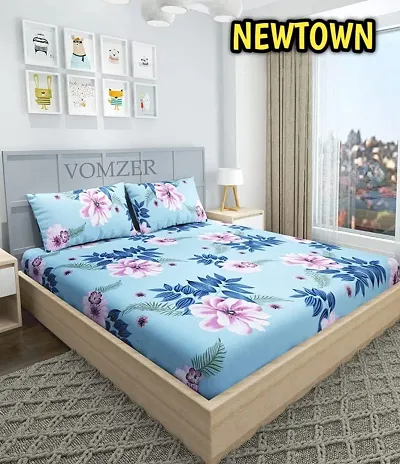 Printed Glace Cotton Double Bedsheet with Pillow Cover